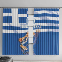 Custom Greece Basketball Window Curtain Sporty Style with Laurel