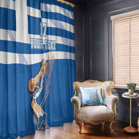 Custom Greece Basketball Window Curtain Sporty Style with Laurel