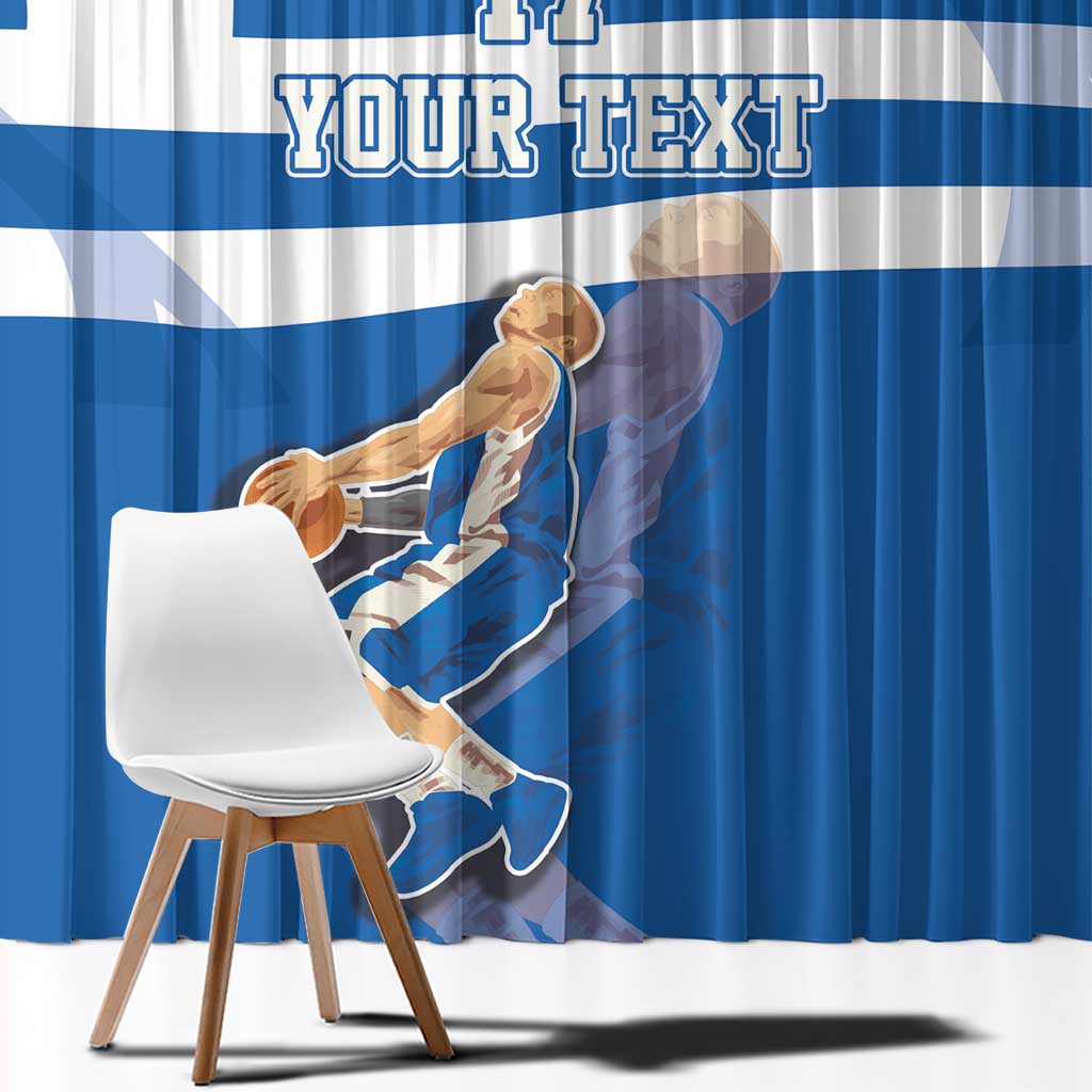 Custom Greece Basketball Window Curtain Sporty Style with Laurel