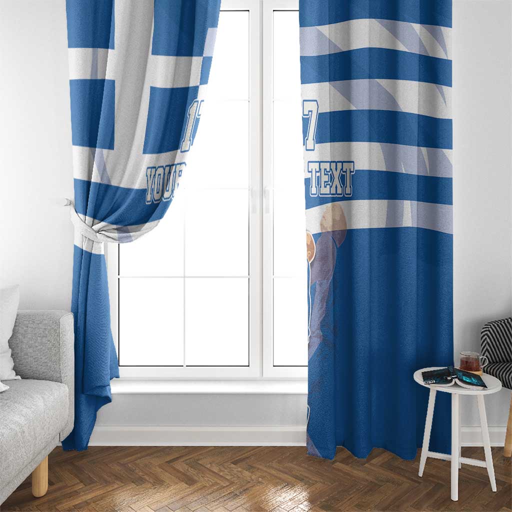 Custom Greece Basketball Window Curtain Sporty Style with Laurel