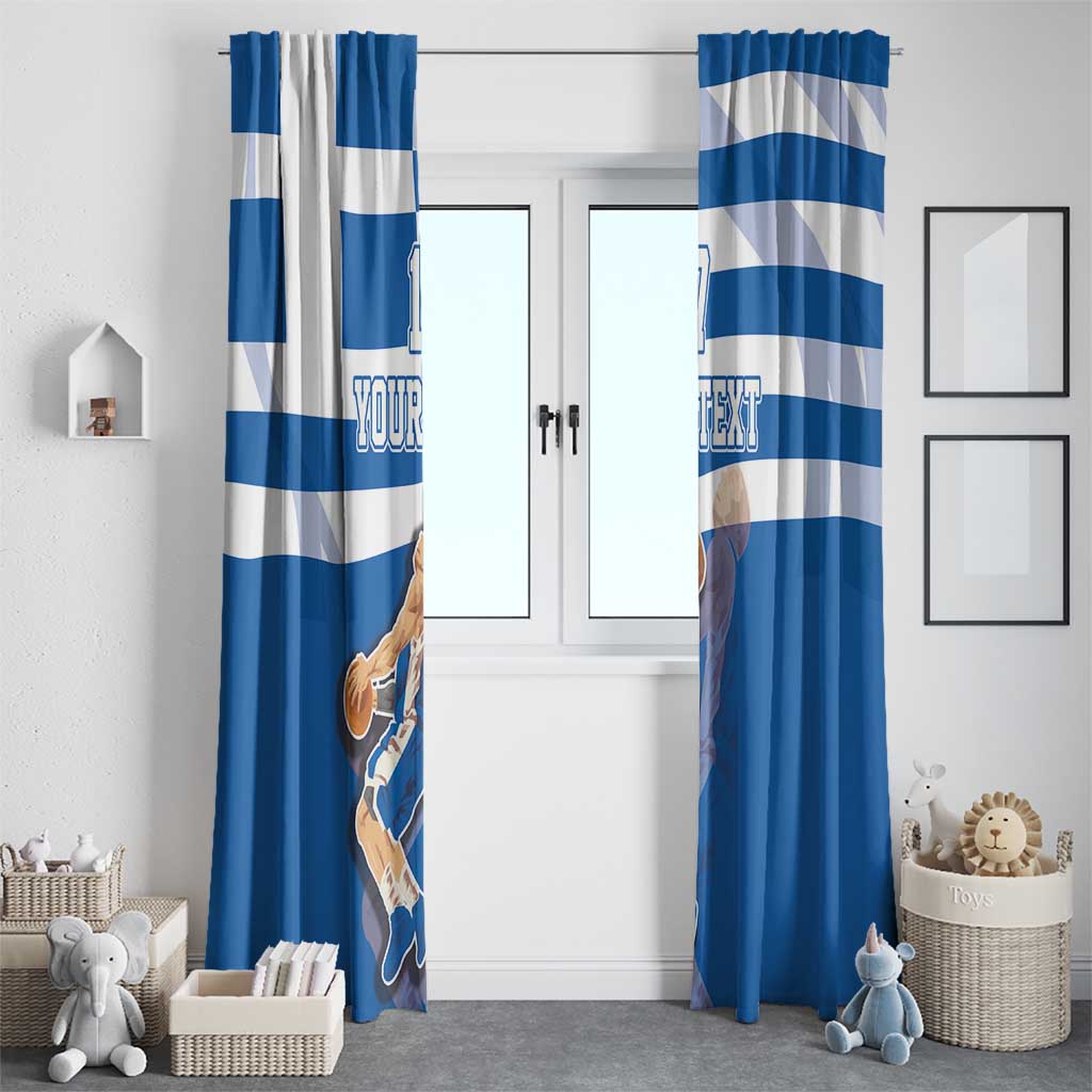 Custom Greece Basketball Window Curtain Sporty Style with Laurel