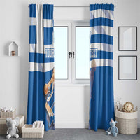 Custom Greece Basketball Window Curtain Sporty Style with Laurel