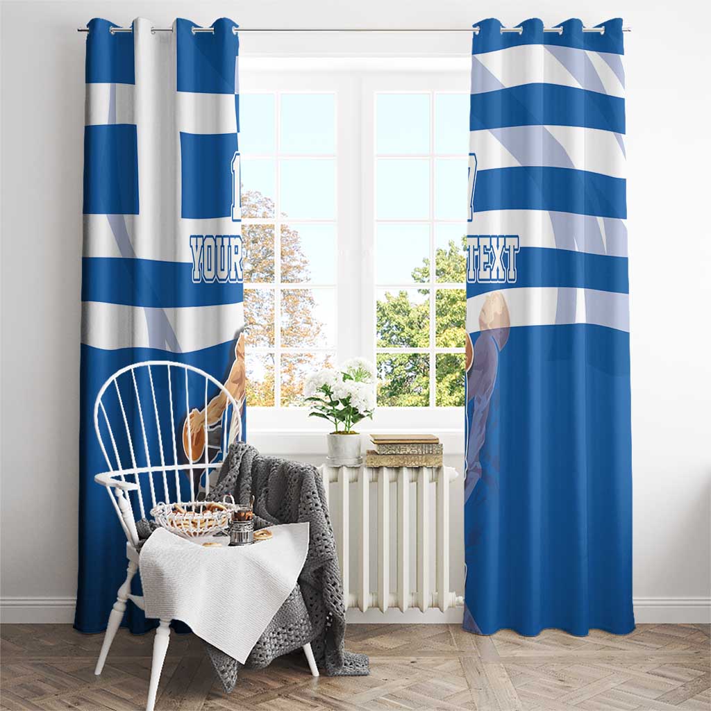 Custom Greece Basketball Window Curtain Sporty Style with Laurel