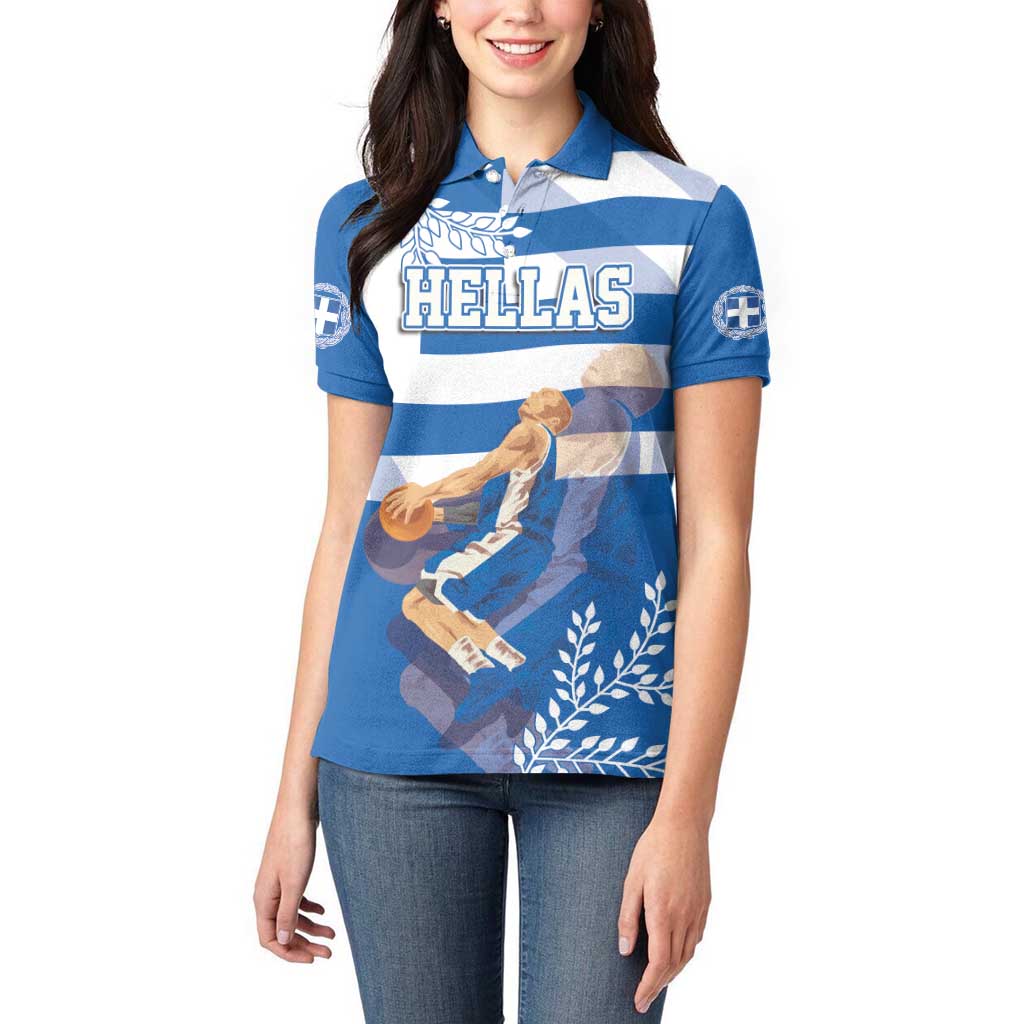 Custom Greece Basketball Women Polo Shirt Sporty Style with Laurel