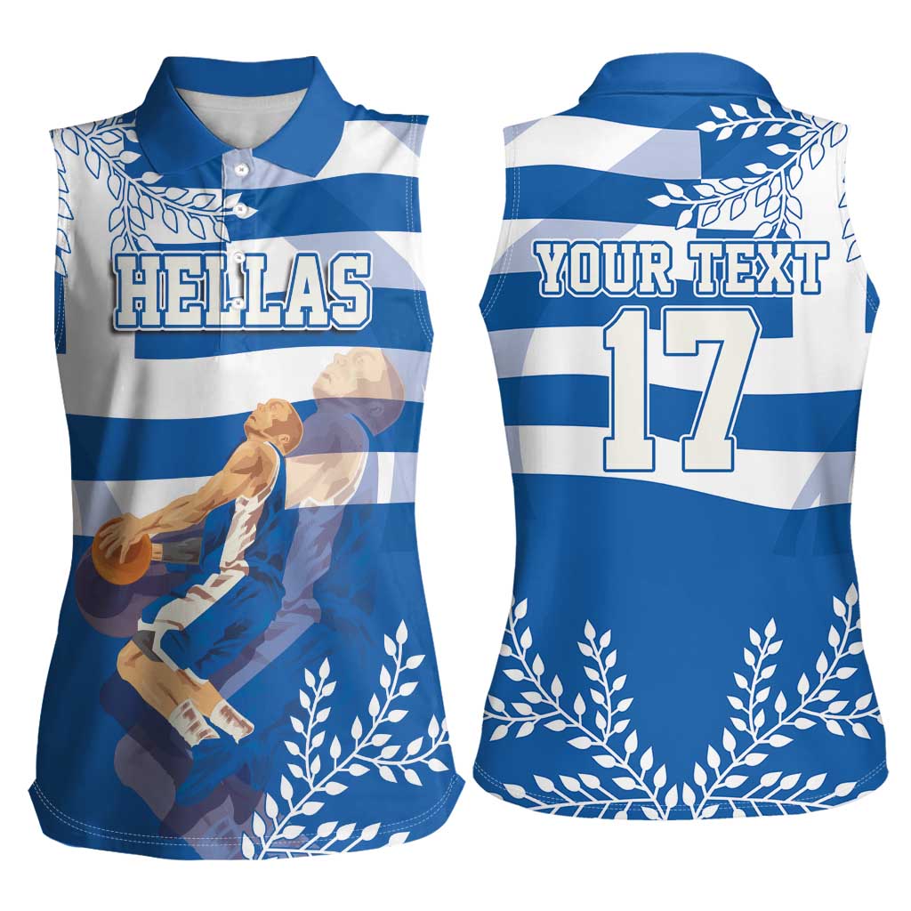 Custom Greece Basketball Women Sleeveless Polo Shirt Sporty Style with Laurel