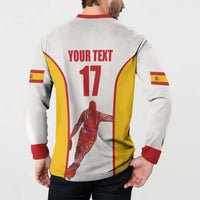 Custom Espana Basketball Spain Button Sweatshirt Baloncesto Come on La Roja White Style