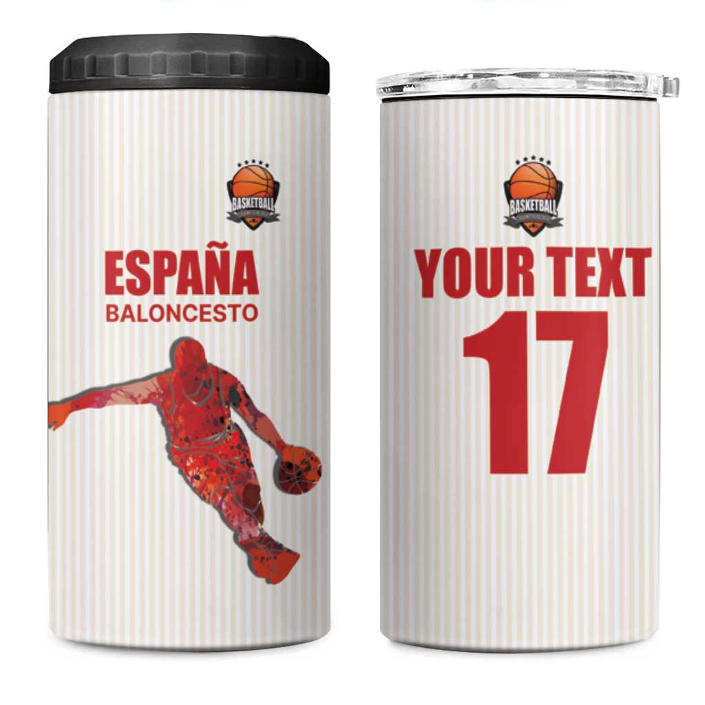 Custom Espana Basketball Spain 4 in 1 Can Cooler Tumbler Baloncesto Come on La Roja White Style