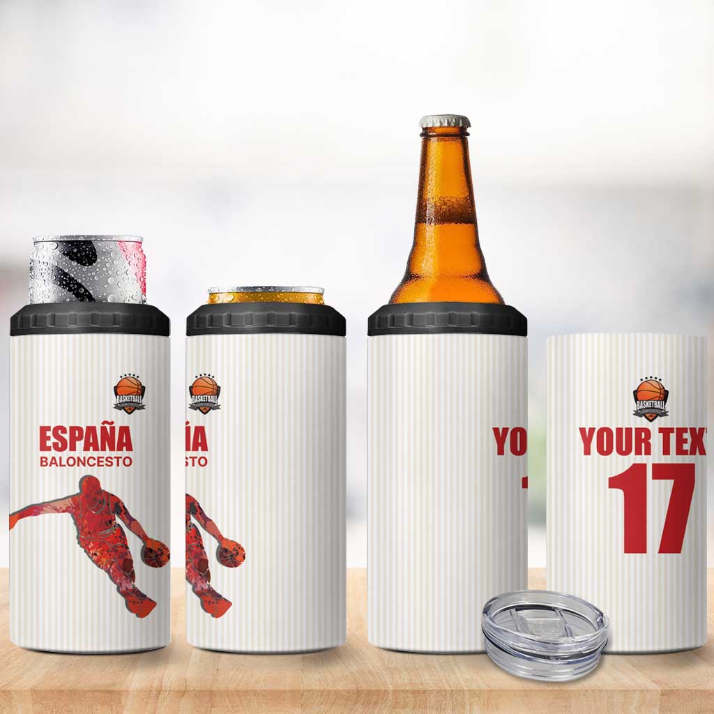 Custom Espana Basketball Spain 4 in 1 Can Cooler Tumbler Baloncesto Come on La Roja White Style