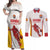 Custom Espana Basketball Spain Couples Matching Off Shoulder Maxi Dress and Long Sleeve Button Shirt Baloncesto Come on La Roja White Style