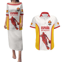 Custom Espana Basketball Spain Couples Matching Puletasi and Hawaiian Shirt Baloncesto Come on La Roja White Style