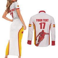 Custom Espana Basketball Spain Couples Matching Short Sleeve Bodycon Dress and Long Sleeve Button Shirt Baloncesto Come on La Roja White Style
