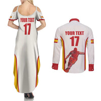 Custom Espana Basketball Spain Couples Matching Summer Maxi Dress and Long Sleeve Button Shirt Baloncesto Come on La Roja White Style
