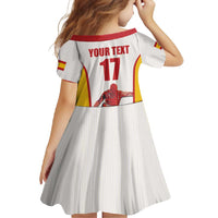 Custom Espana Basketball Spain Family Matching Off Shoulder Maxi Dress and Hawaiian Shirt Baloncesto Come on La Roja White Style