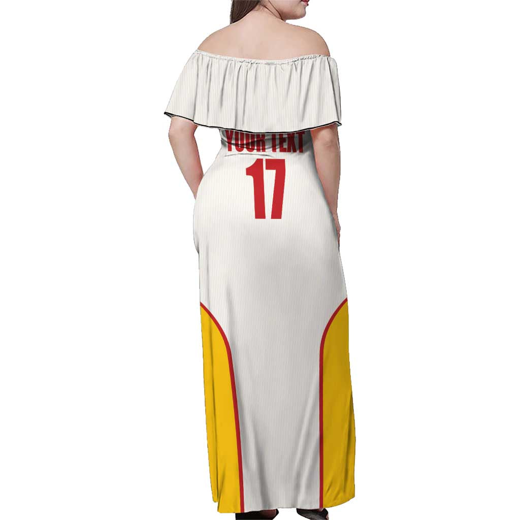 Custom Espana Basketball Spain Family Matching Off Shoulder Maxi Dress and Hawaiian Shirt Baloncesto Come on La Roja White Style