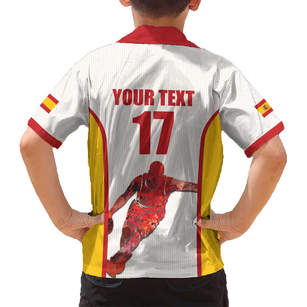 Custom Espana Basketball Spain Family Matching Off Shoulder Short Dress and Hawaiian Shirt Baloncesto Come on La Roja White Style
