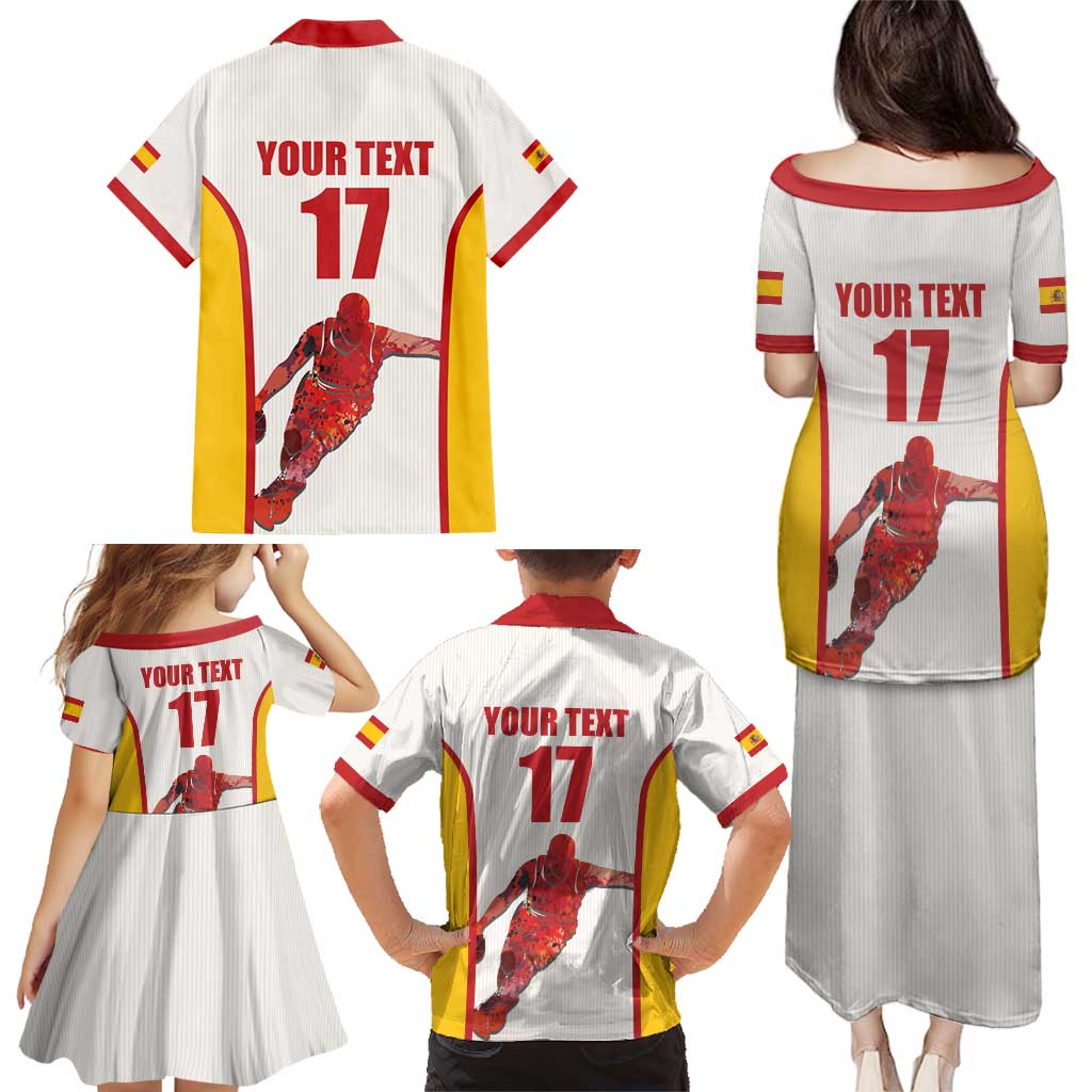 Custom Espana Basketball Spain Family Matching Puletasi and Hawaiian Shirt Baloncesto Come on La Roja White Style