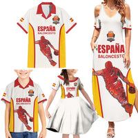 Custom Espana Basketball Spain Family Matching Summer Maxi Dress and Hawaiian Shirt Baloncesto Come on La Roja White Style