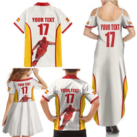 Custom Espana Basketball Spain Family Matching Summer Maxi Dress and Hawaiian Shirt Baloncesto Come on La Roja White Style