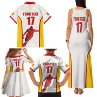 Custom Espana Basketball Spain Family Matching Tank Maxi Dress and Hawaiian Shirt Baloncesto Come on La Roja White Style