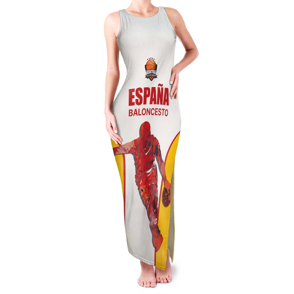 Custom Espana Basketball Spain Family Matching Tank Maxi Dress and Hawaiian Shirt Baloncesto Come on La Roja White Style