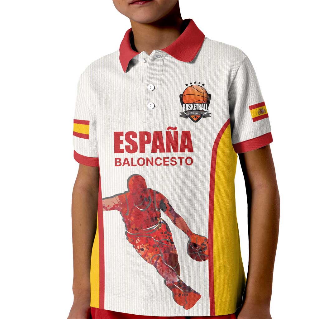 Custom Espana Basketball Spain Kid Polo Shirt Baloncesto Come on La Roja White Style