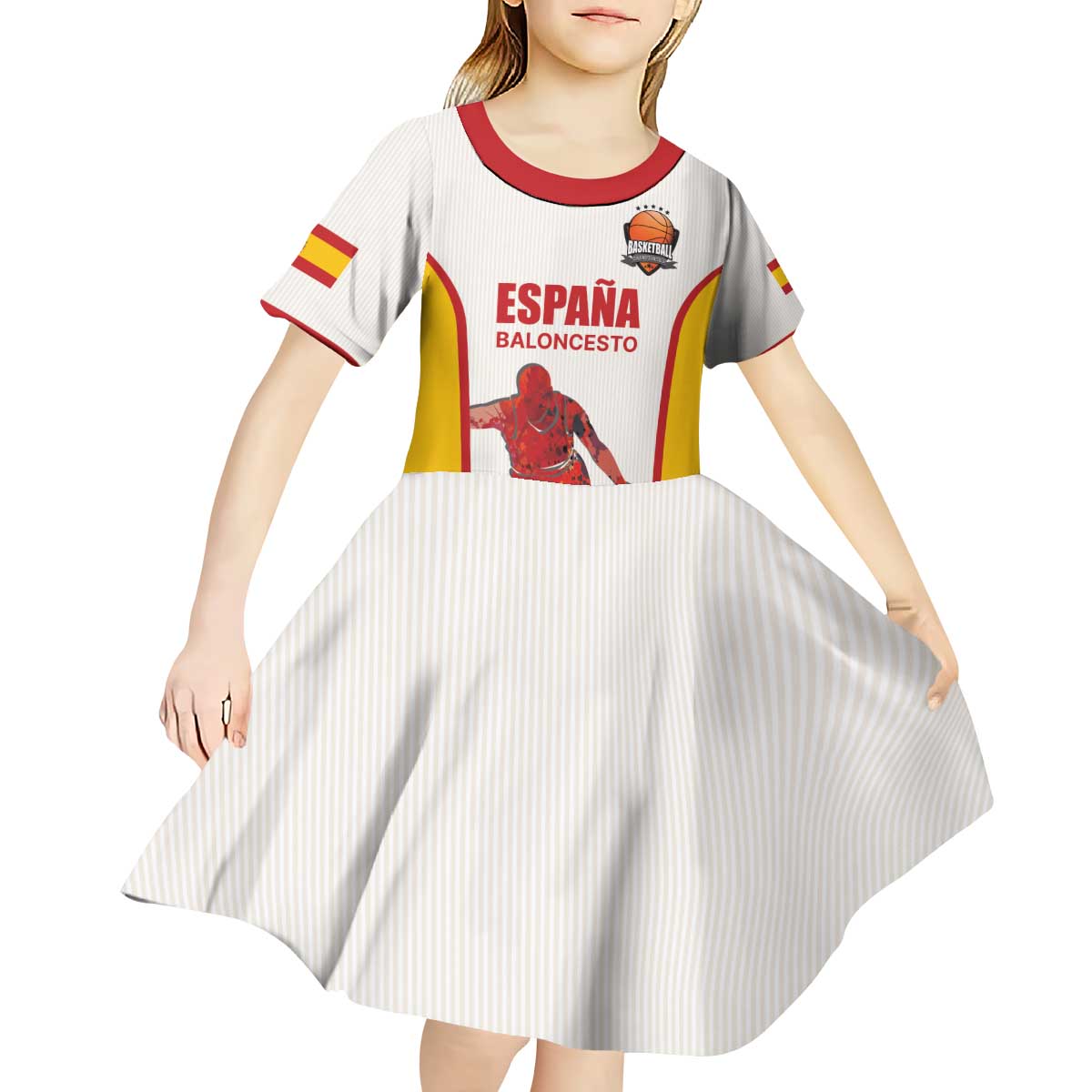 Custom Espana Basketball Spain Kid Short Sleeve Dress Baloncesto Come on La Roja White Style