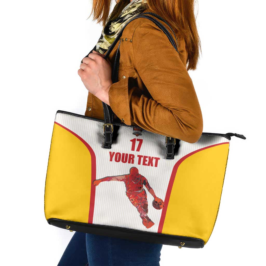 Custom Espana Basketball Spain Leather Tote Bag Baloncesto Come on La Roja White Style