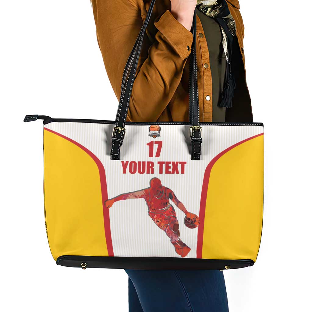 Custom Espana Basketball Spain Leather Tote Bag Baloncesto Come on La Roja White Style