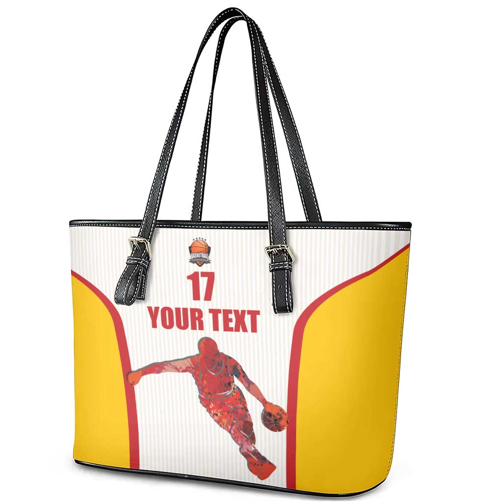 Custom Espana Basketball Spain Leather Tote Bag Baloncesto Come on La Roja White Style