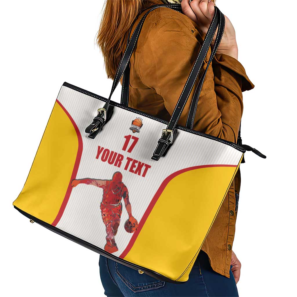 Custom Espana Basketball Spain Leather Tote Bag Baloncesto Come on La Roja White Style