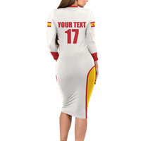 Custom Espana Basketball Spain Long Sleeve Bodycon Dress Baloncesto Come on La Roja White Style