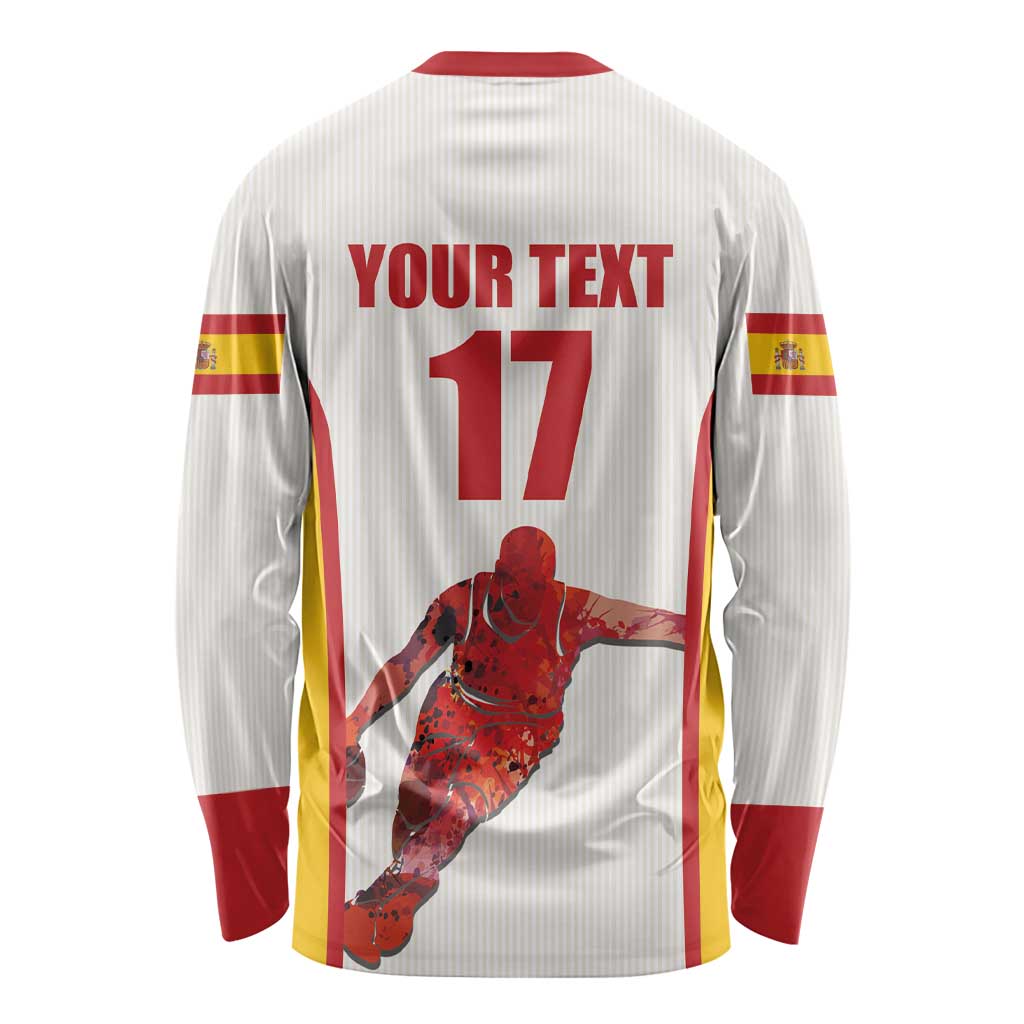 Custom Espana Basketball Spain Long Sleeve Shirt Baloncesto Come on La Roja White Style
