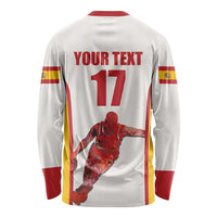 Custom Espana Basketball Spain Long Sleeve Shirt Baloncesto Come on La Roja White Style