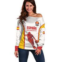 Custom Espana Basketball Spain Off Shoulder Sweater Baloncesto Come on La Roja White Style