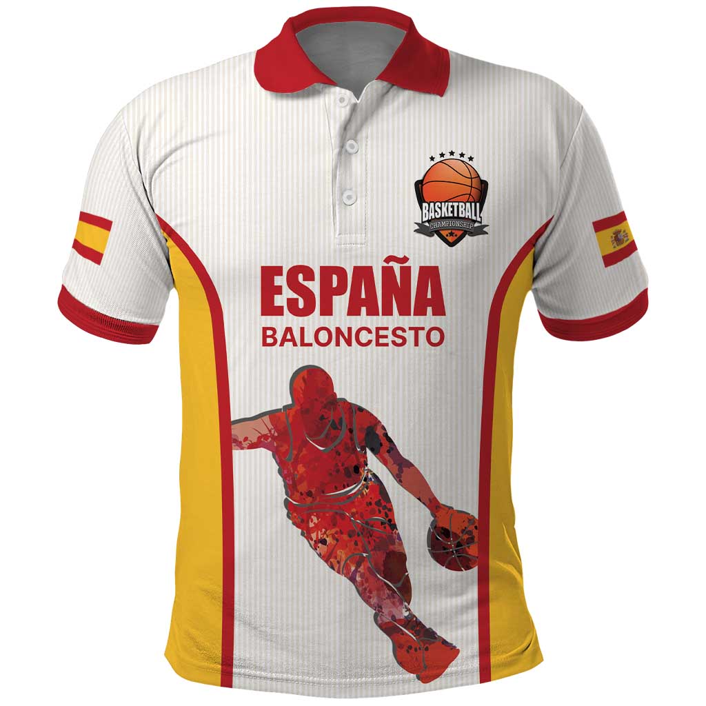 Custom Espana Basketball Spain Polo Shirt Baloncesto Come on La Roja White Style