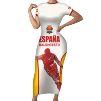 Custom Espana Basketball Spain Short Sleeve Bodycon Dress Baloncesto Come on La Roja White Style