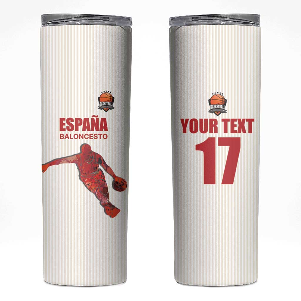 Custom Espana Basketball Spain Skinny Tumbler Baloncesto Come on La Roja White Style