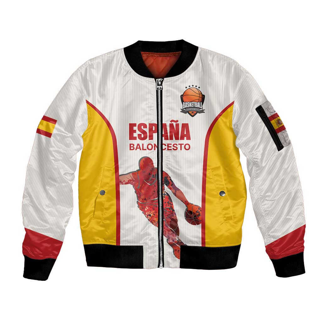 Custom Espana Basketball Spain Sleeve Zip Bomber Jacket Baloncesto Come on La Roja White Style
