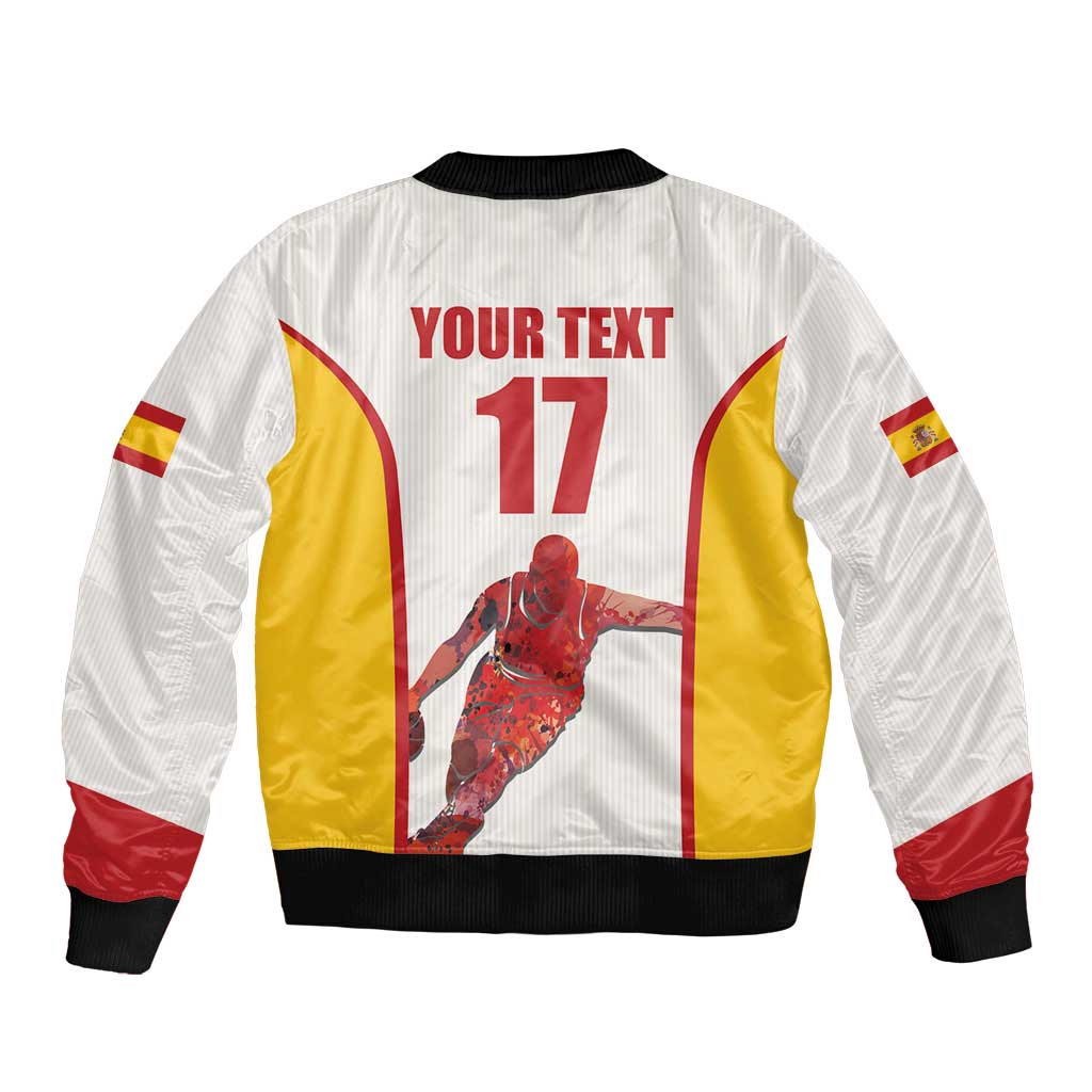 Custom Espana Basketball Spain Sleeve Zip Bomber Jacket Baloncesto Come on La Roja White Style