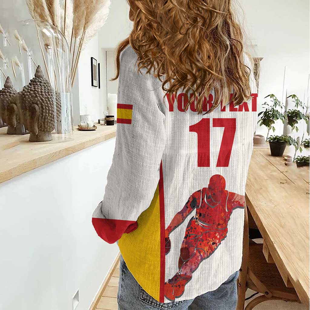 Custom Espana Basketball Spain Women Casual Shirt Baloncesto Come on La Roja White Style