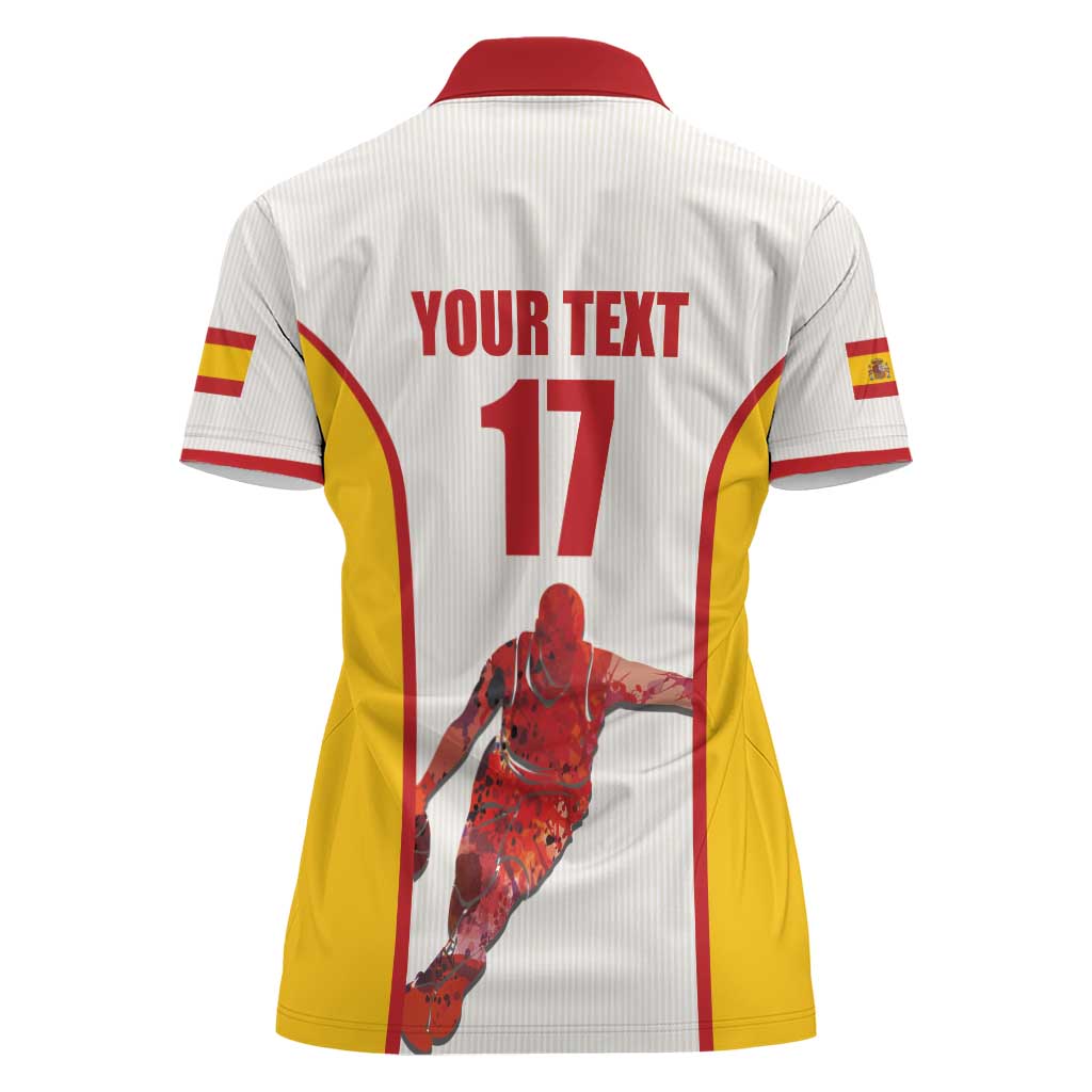 Custom Espana Basketball Spain Women Polo Shirt Baloncesto Come on La Roja White Style