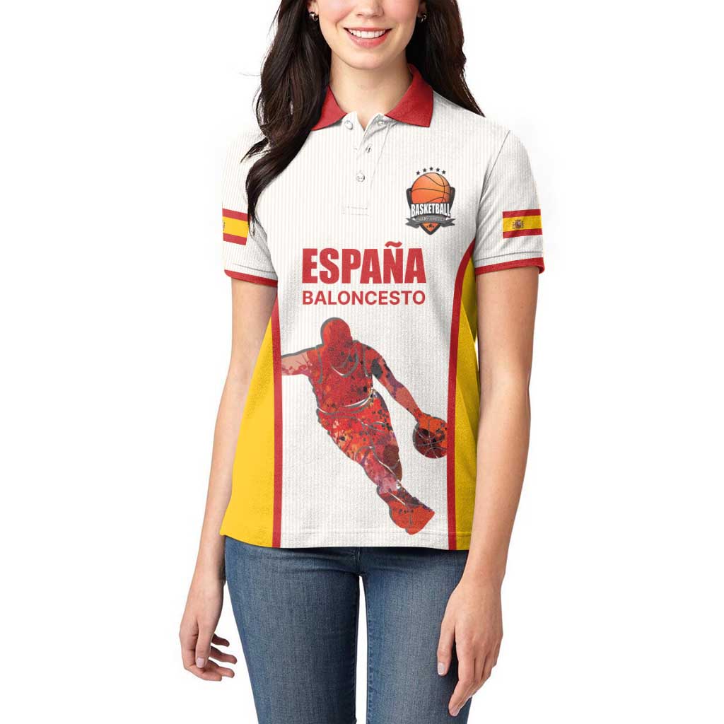 Custom Espana Basketball Spain Women Polo Shirt Baloncesto Come on La Roja White Style