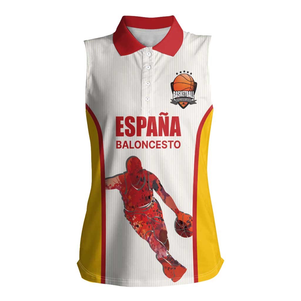 Custom Espana Basketball Spain Women Sleeveless Polo Shirt Baloncesto Come on La Roja White Style