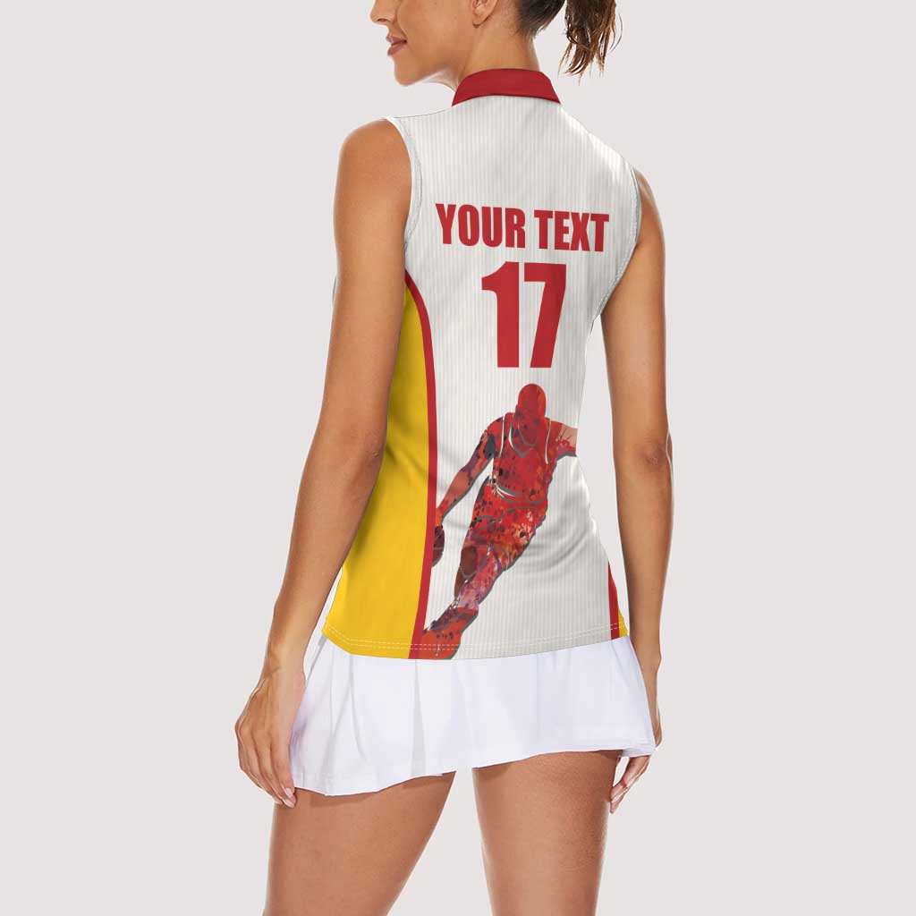 Custom Espana Basketball Spain Women Sleeveless Polo Shirt Baloncesto Come on La Roja White Style