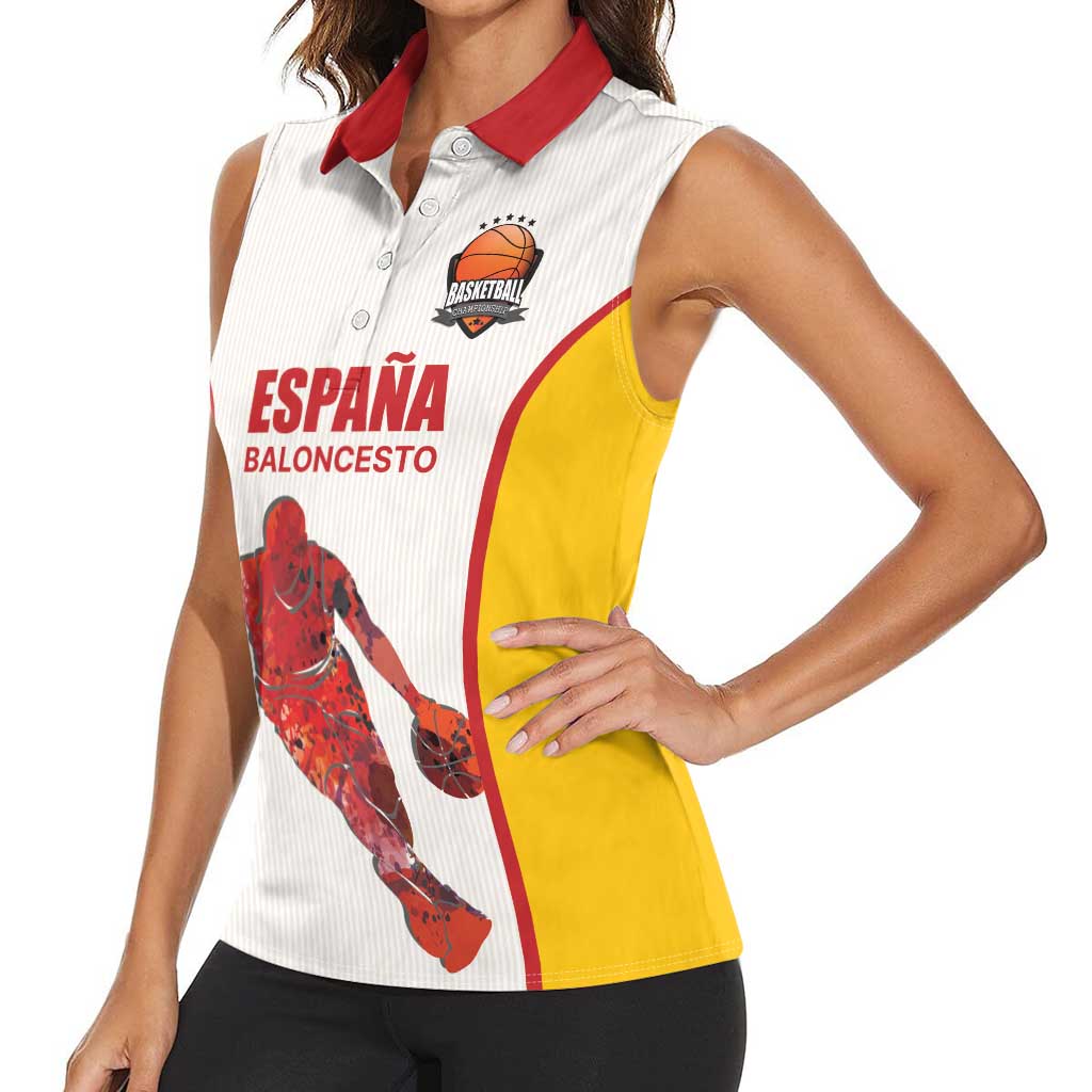 Custom Espana Basketball Spain Women Sleeveless Polo Shirt Baloncesto Come on La Roja White Style