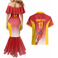 Custom Espana Basketball Spain Couples Matching Mermaid Dress and Hawaiian Shirt Baloncesto Come on La Roja Red Style