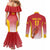 Custom Espana Basketball Spain Couples Matching Mermaid Dress and Long Sleeve Button Shirt Baloncesto Come on La Roja Red Style