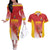 Custom Espana Basketball Spain Couples Matching Off The Shoulder Long Sleeve Dress and Hawaiian Shirt Baloncesto Come on La Roja Red Style