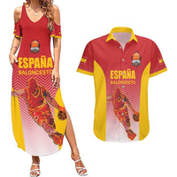 Custom Espana Basketball Spain Couples Matching Summer Maxi Dress and Hawaiian Shirt Baloncesto Come on La Roja Red Style