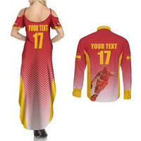 Custom Espana Basketball Spain Couples Matching Summer Maxi Dress and Long Sleeve Button Shirt Baloncesto Come on La Roja Red Style